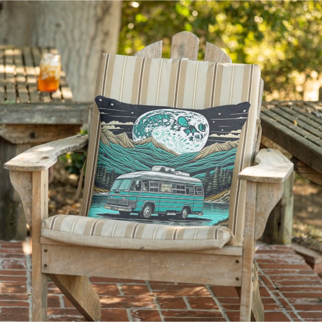 Coussin Camionnette rétro sarcelle dans les montagnes Rétr (Chaise)