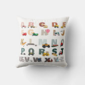 Coussin Camions ABC de l'alphabet mignon, Véhicules de tra (Verso)