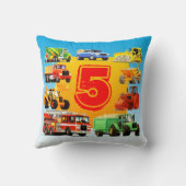 Coussin Camions de construction d'anniversaire d'enfants (Verso)