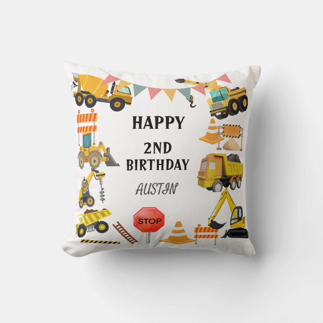 Coussin Camions de construction | Parti Anniversaire de en (Recto)