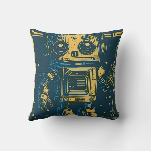 Coussin Camiseta vintaje cute robot steampunk friendly IA (Verso)