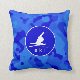 Coussin Camo Bleu; Camouflage Ski De Neige