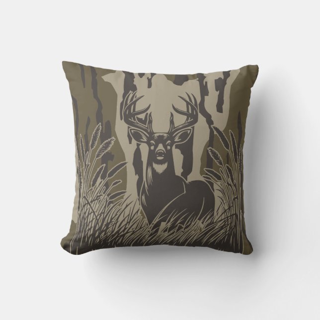 Coussin Camo de Botomland cerf blanc camo de chasse (Recto)