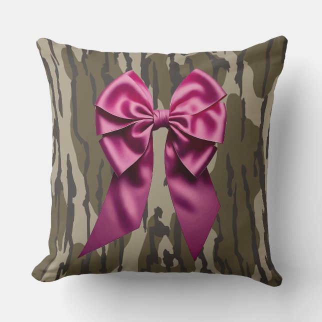 Coussin Camo Fille Ruban Rose Arc Bas Camo Bottom Lands (Recto)