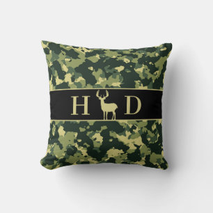 Coussin Camo Monogramme de chasse aux cerfs de Buck