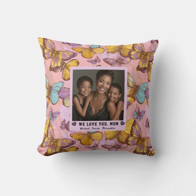 Coussin Camo papillon Meilleure maman décoration d'intérie (Recto)