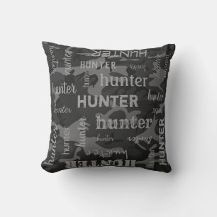 Coussin Camo personnalisé nom plus court Gris Charbon