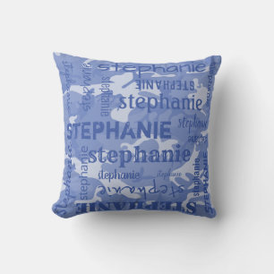 Coussin Camo Personnalisé Nom Plus Long Bleu