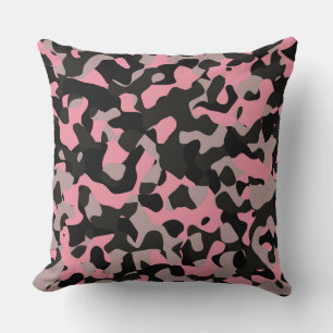 Coussin Camo rose et noir