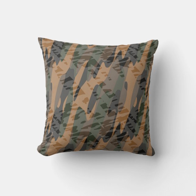 Coussin camo texturé orange et vert (Recto)