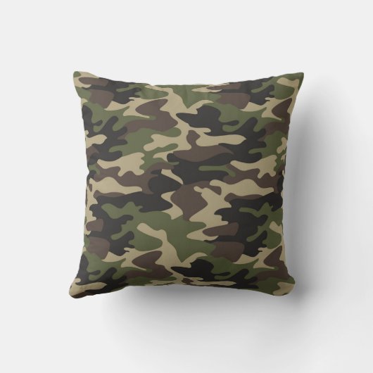 Coussin Camouflage Brown vert initial du monogramme robust (Verso)