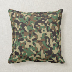 Coussin Camouflage en bois Tan vert Brown gris