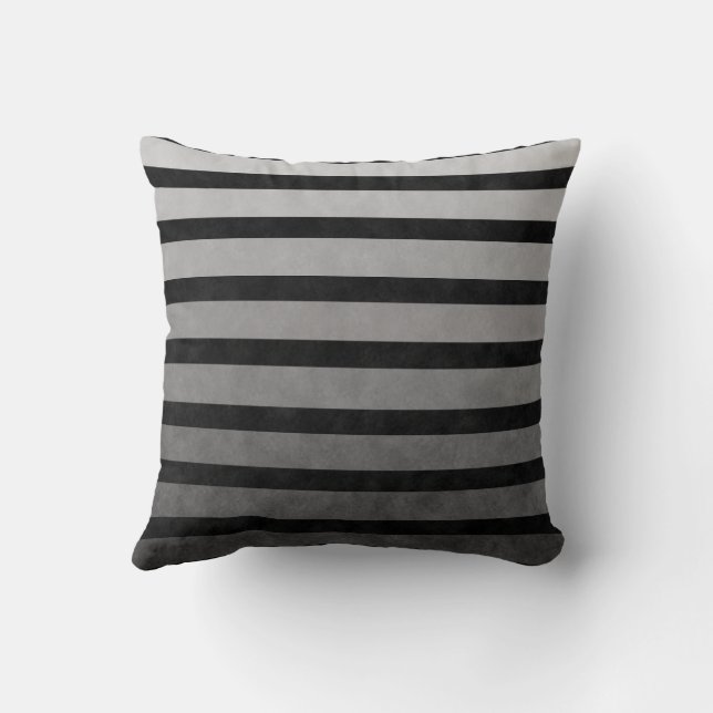 Coussin Camouflage Texturé en Noir et Gris à Rayures Linéa (Verso)