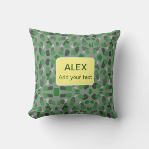 Coussin Camouflage vert camo ajouter nom texte école collè
