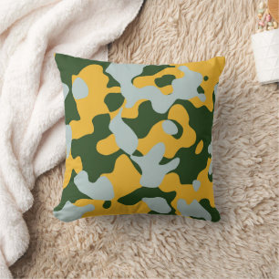 Coussin camouflage vert gris jaune