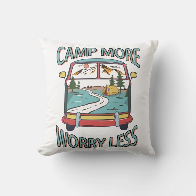 Coussin Camp Plus Inquiète Moins Amusant Camping (Recto)