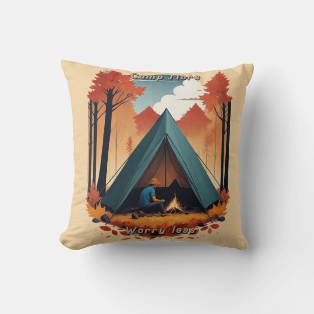 Coussin Camp Plus, S'Inquiéter Moins (Recto)
