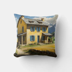 Coussin Campagne idyllique avec vieille maison dans les mo