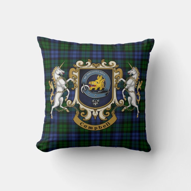 Coussin Campbell Clan Badge & Tartan (Recto)