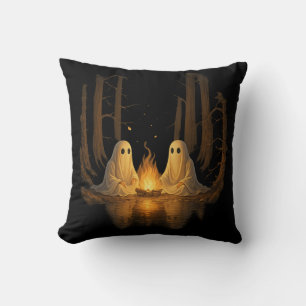 Coussin Campement de fantômes effrayants au feu de camp la