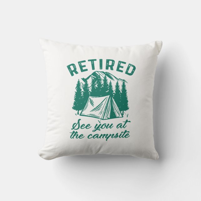 Coussin Camping à la retraite (Recto)