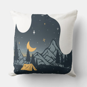 Coussin Camping cool Camper Feu de Campement Sous Les Mont
