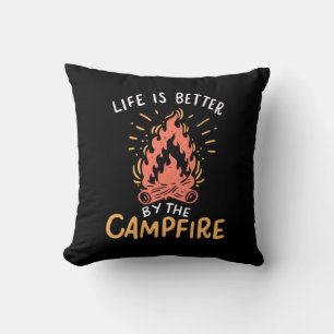 Coussin Camping - La vie est meilleure au feu de camp