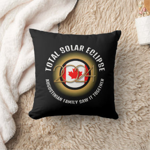 Coussin CANADA Drapeau 2024 TOTAL SOLAR ECLIPSE Souvenir