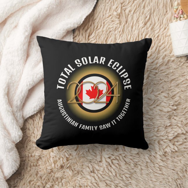 Coussin CANADA Drapeau 2024 TOTAL SOLAR ECLIPSE Souvenir (Couverture)
