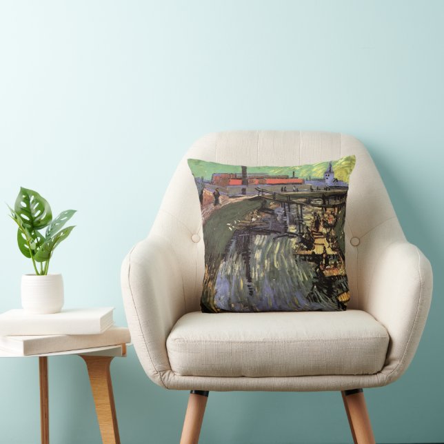 Coussin Canal avec femmes Laver par Vincent van Gogh (Chaise)