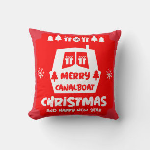 Coussin Canal de Narrowboat Noël Noël Noël cadeaux