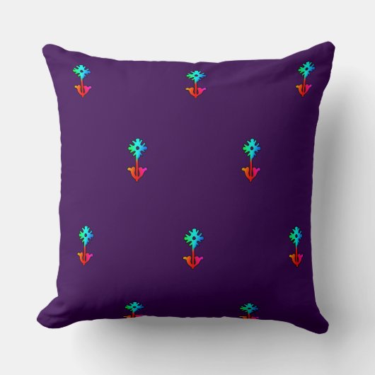 Coussin Canapé Bleu Fleur avec Accent Violet (Recto)