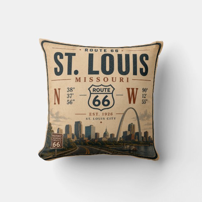 Coussin Canapé d'accès à la route 66 de St Louis (Recto)