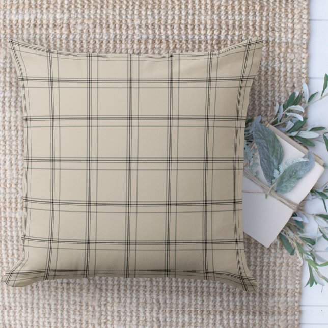 Coussin Canapé moderne Farmhouse Grey & Cream (throw pillow farmhouse pillows country plaid throw pillow beige and black)