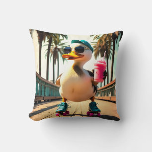 Coussin Canard à roulettes drôle d'été rétro