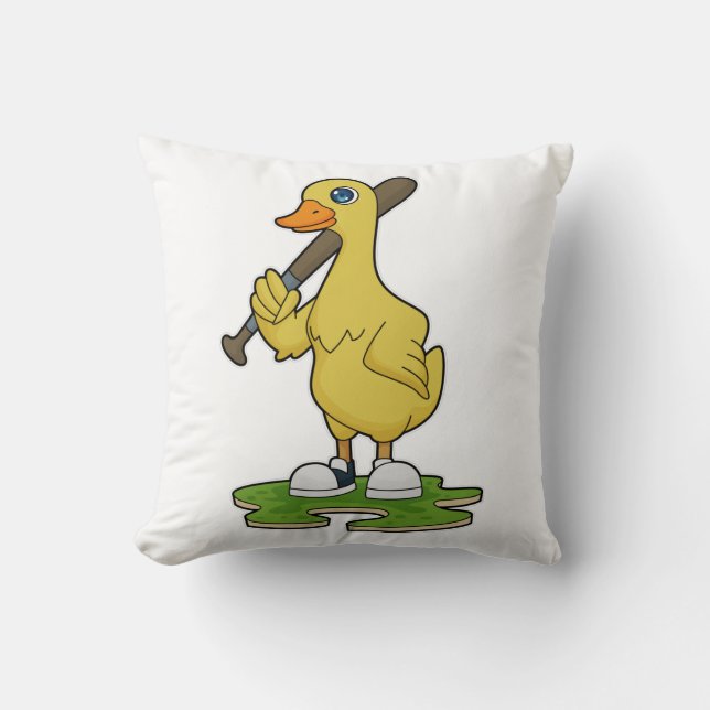 Coussin Canard au baseball avec batte de baseball (Recto)
