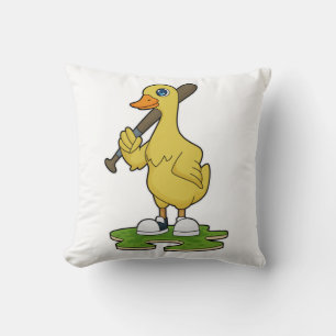Coussin Canard au baseball avec une batte de baseball