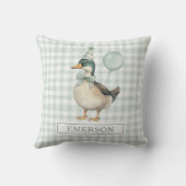 Coussin Canard colvert rétro garçon ballon vert sauge nurs (Verso)