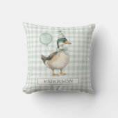 Coussin Canard colvert rétro garçon ballon vert sauge nurs (Recto)
