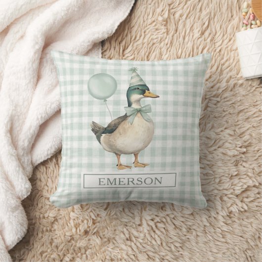 Coussin Canard colvert rétro garçon salle de nurserie vert (Couverture)