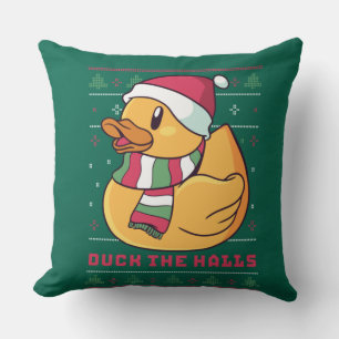 Coussin Canard drôle et mignon Puns Joyeux canard de Noël 