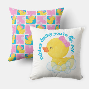 Coussin Canard en caoutchouc à l'aquarelle fille Vous êtes