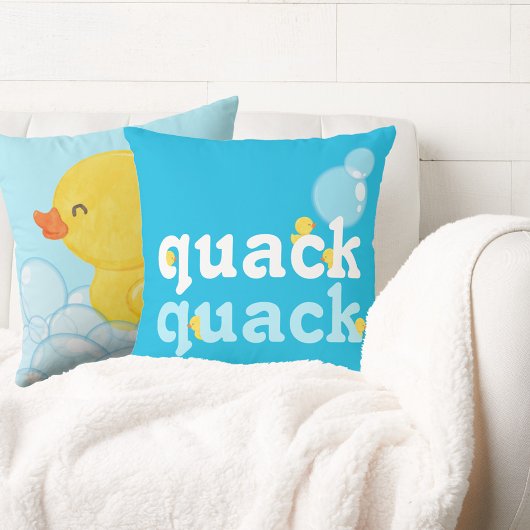 Coussin Canard en caoutchouc aquarelle bleu double face