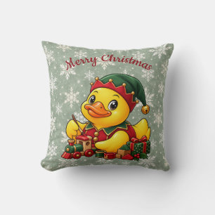 Coussin Canard en caoutchouc lutin de Noël cosy décoration