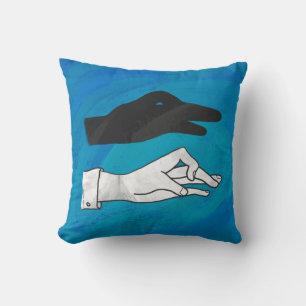 Coussin Canard noir sur bleu