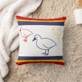 Coussin Canards bleu marine, jaune et rouge sur blanc (Couverture)