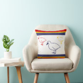 Coussin Canards bleu marine, jaune et rouge sur blanc (Chaise)