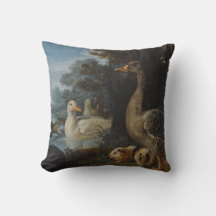 Coussin Canards Cochons de Guinée et un lapin dans un pays