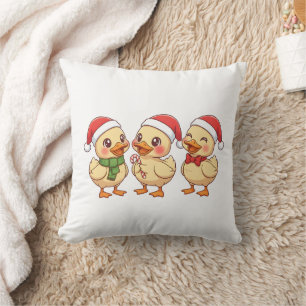 Coussin Canards de Noël Kawaii Mignons Fêtes de fin d'an