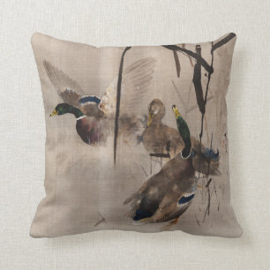Coussin Canards sur l'eau Japonais Art Waterfowl 